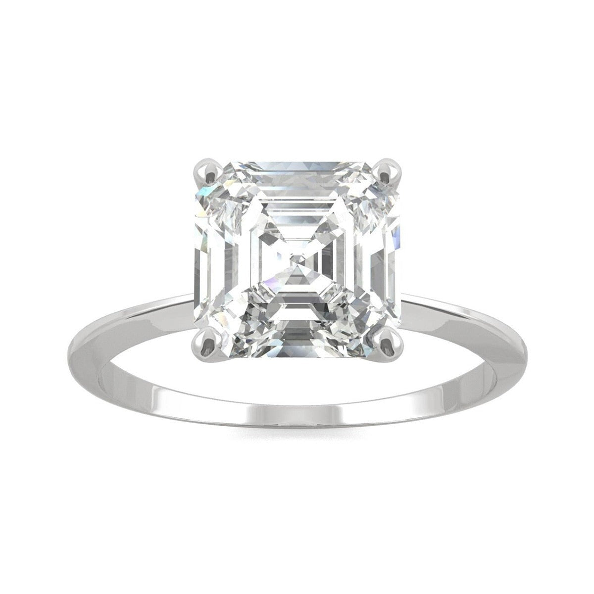 Anel Solitário Asscher Moissanite Anel Solitário