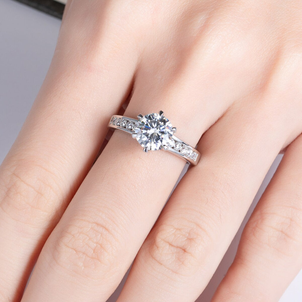 Anel Promise Moissanite Anel Solitário
