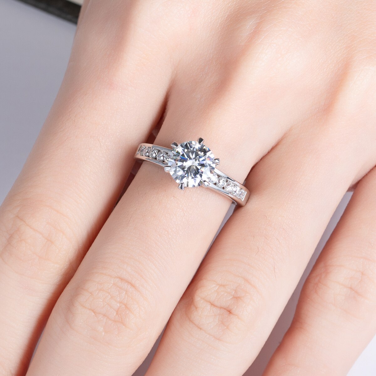 Anel Promise Moissanite Anel Solitário