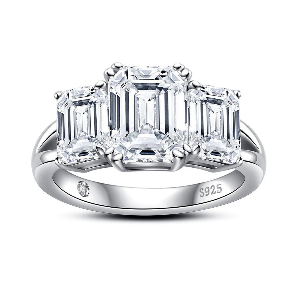 Anel Trilogy Esmeralda Moissanite Anel Solitário