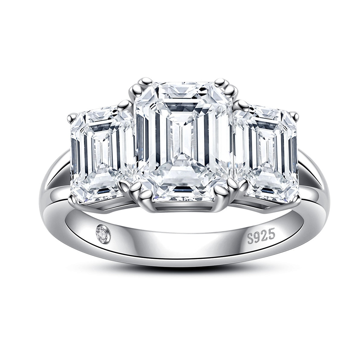 Anel Trilogy Esmeralda Moissanite Anel Solitário
