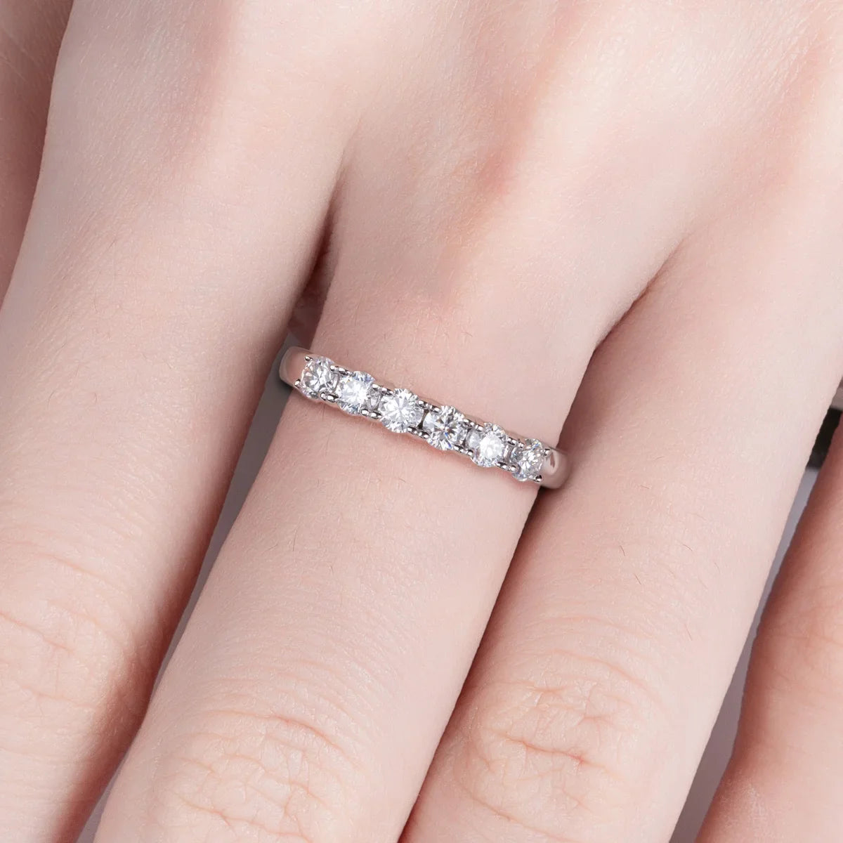 Meia Aliança 60 Pontos Moissanite Meia Aliança