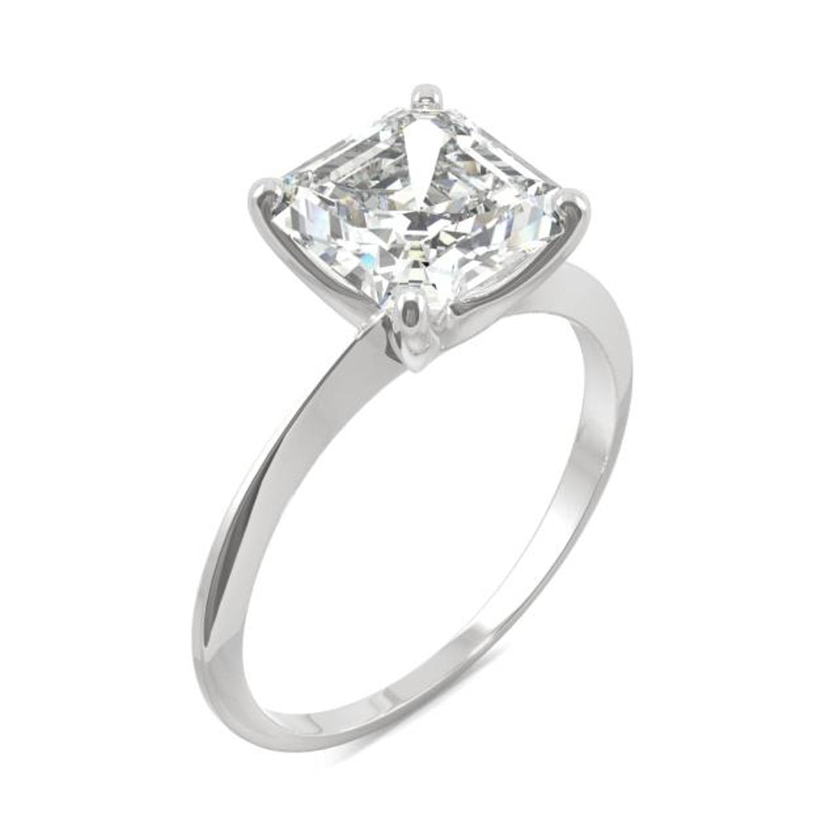Anel Solitário Asscher Moissanite Anel Solitário
