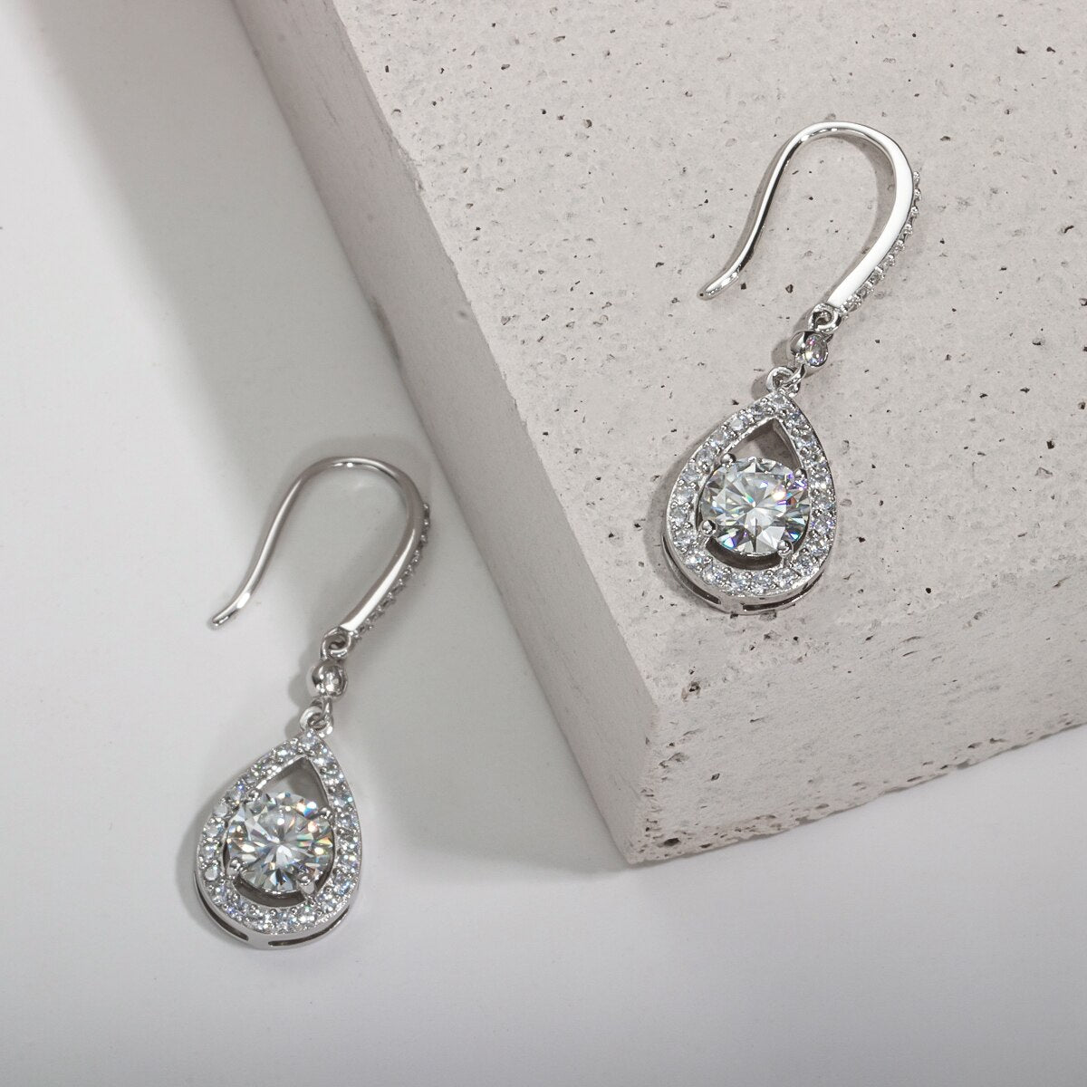 Brinco Gota Pera Moissanite Moissanite Brincos
