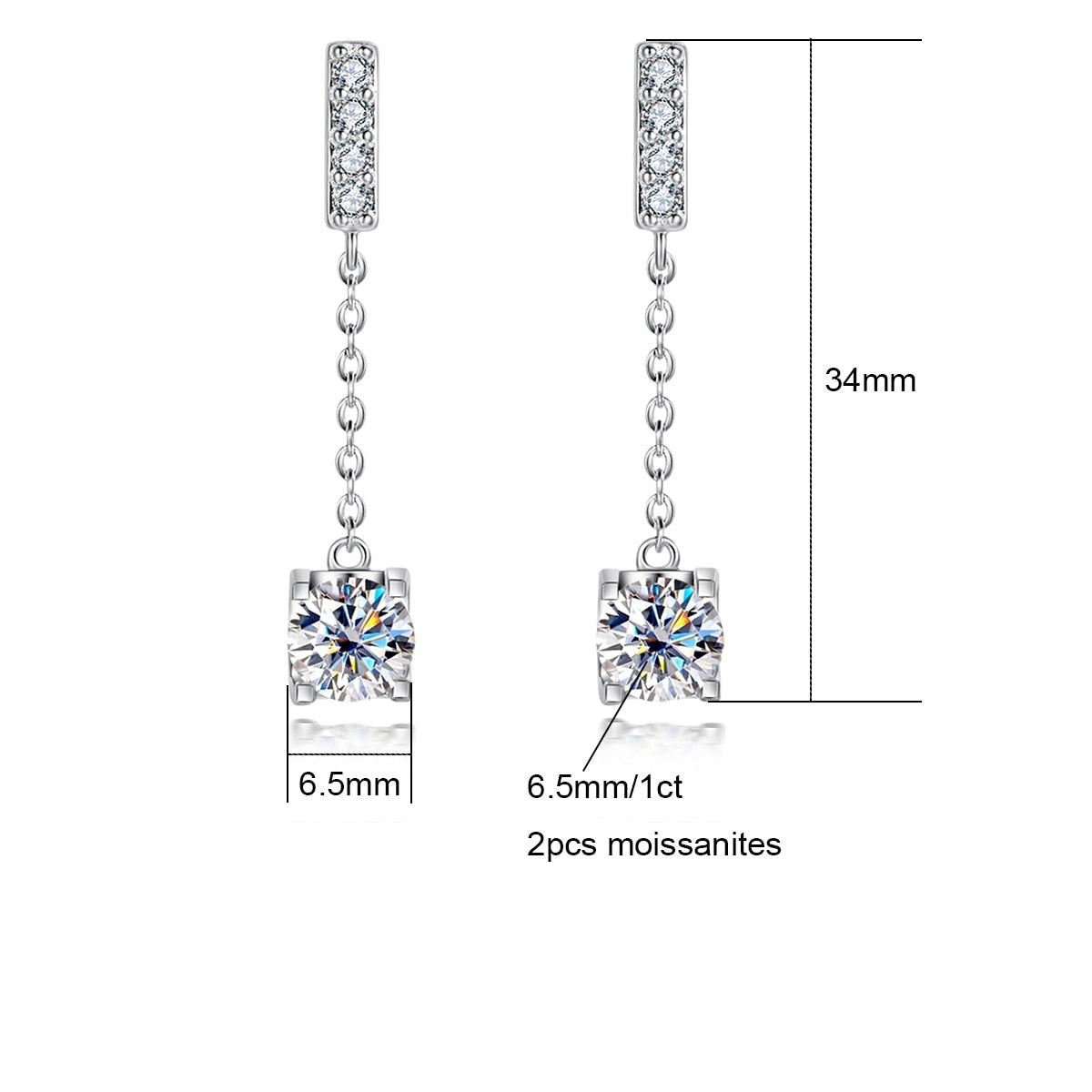 Brinco Celestial Moissanite Moissanite Brincos