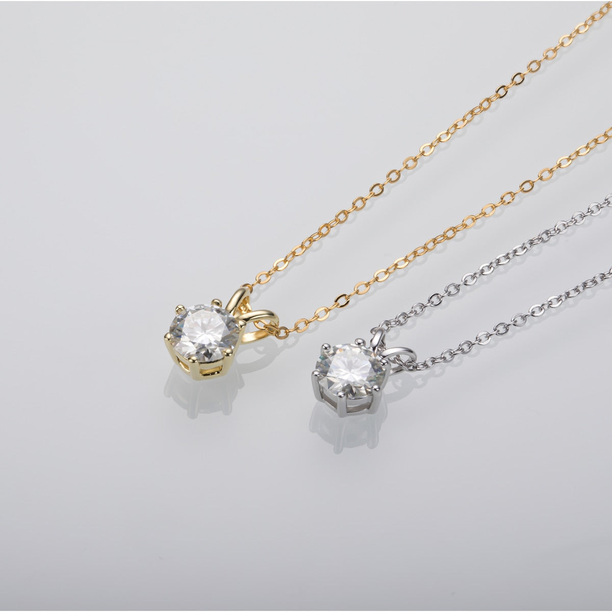 Colar Ponto de Luz 6 Garras Moissanite Ouro / 1 Quilate Colar