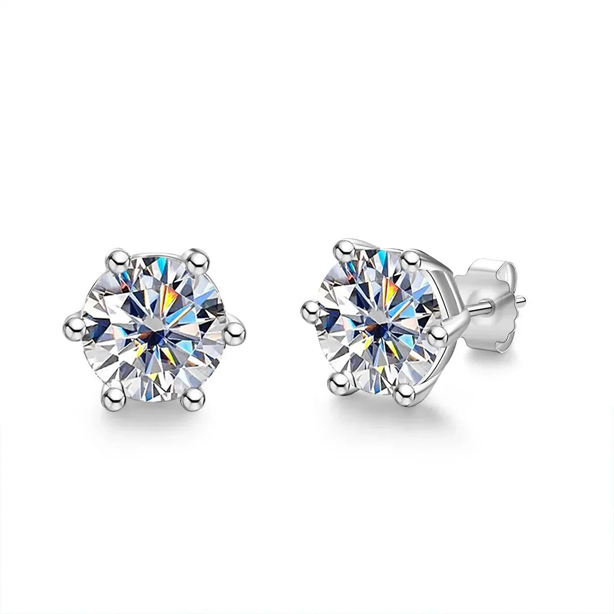 Brinco Solitário 6 Garras Moissanite Brincos