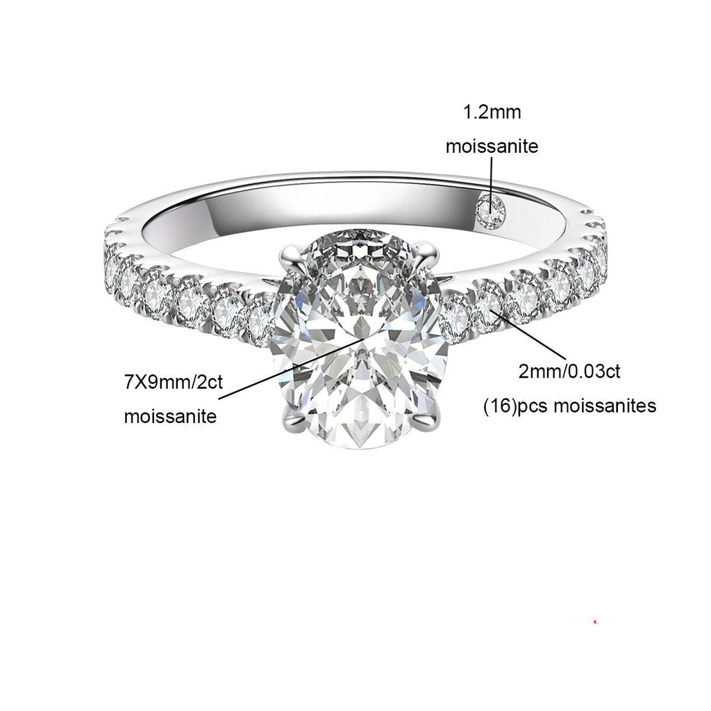 Anel Oval Moissanite Anel Solitário