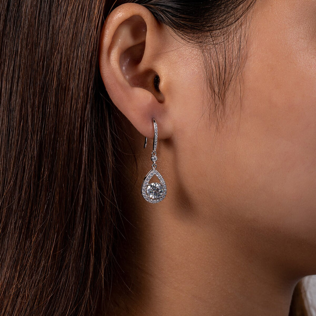 Brinco Gota Pera Moissanite Moissanite Brincos