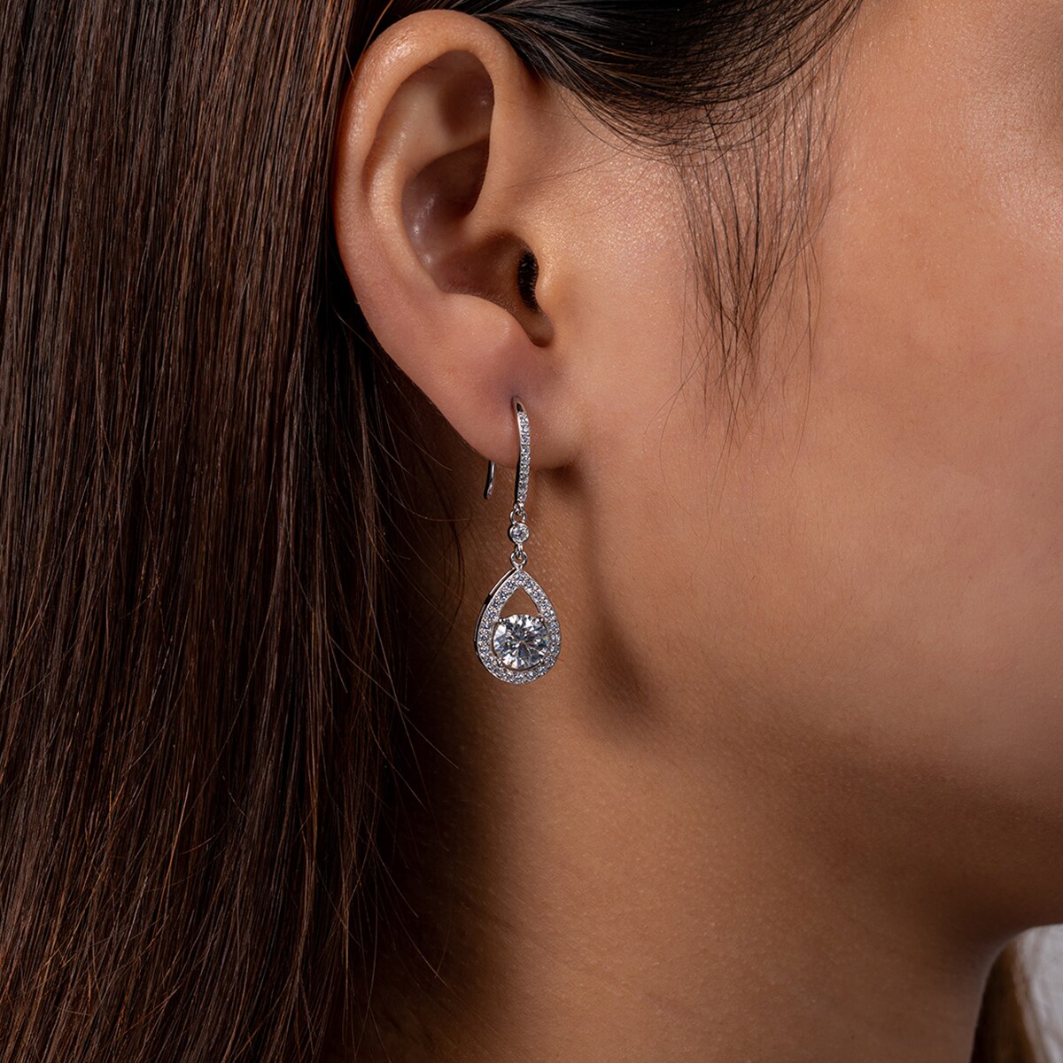 Brinco Gota Pera Moissanite Moissanite Brincos