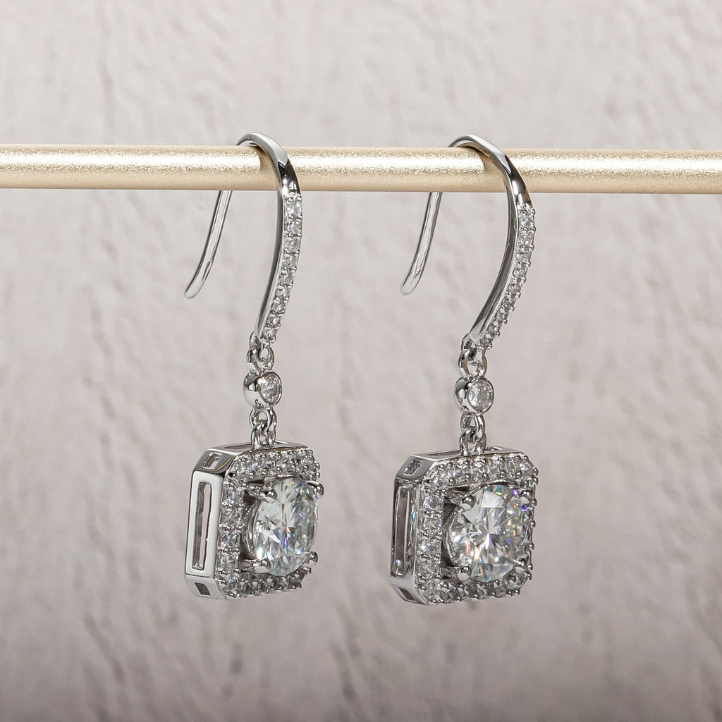 Brinco Gota Quadrado Moissanite Moissanite Brincos