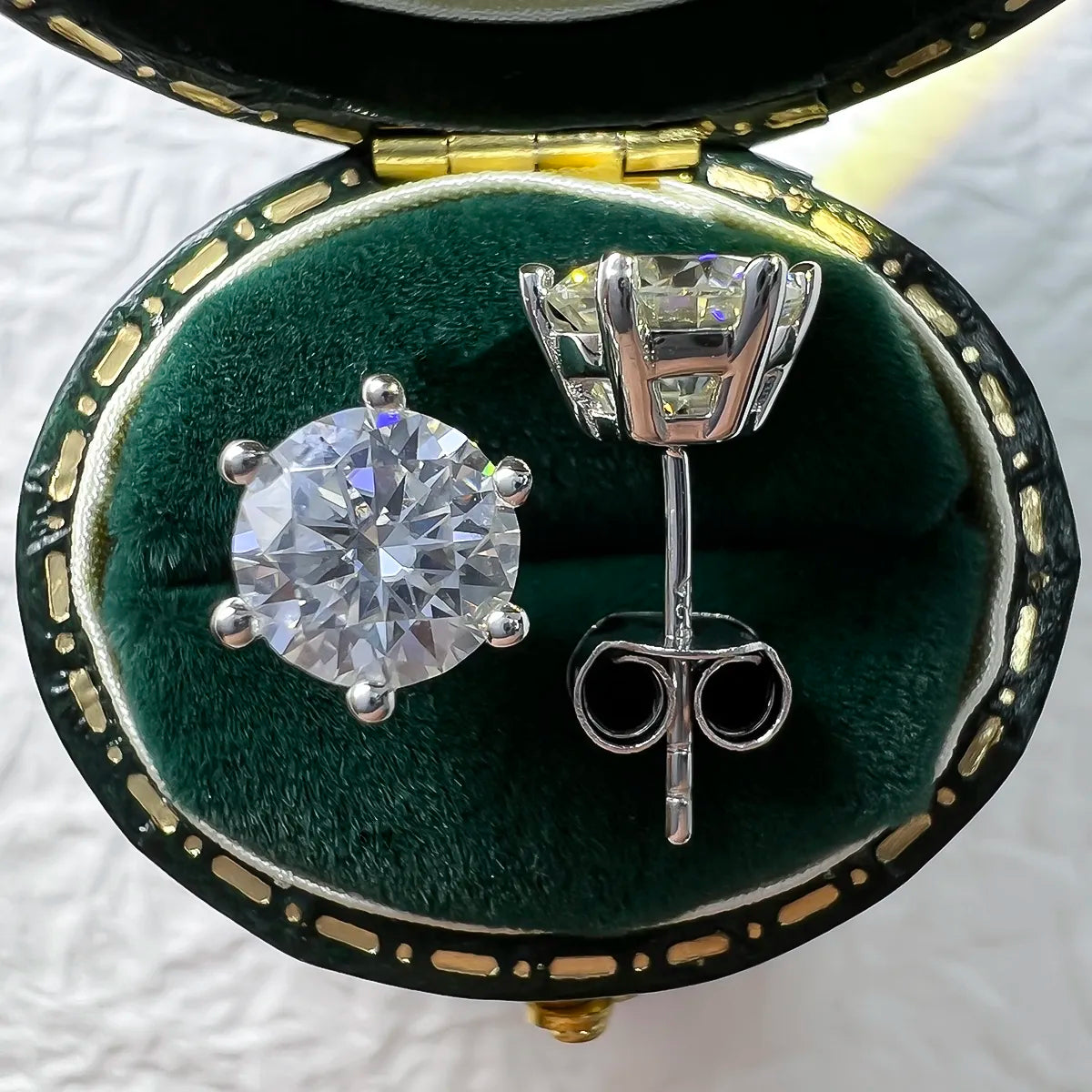 Brinco Solitário 6 Garras Moissanite Prata (0.5ct) - 5mm Brincos