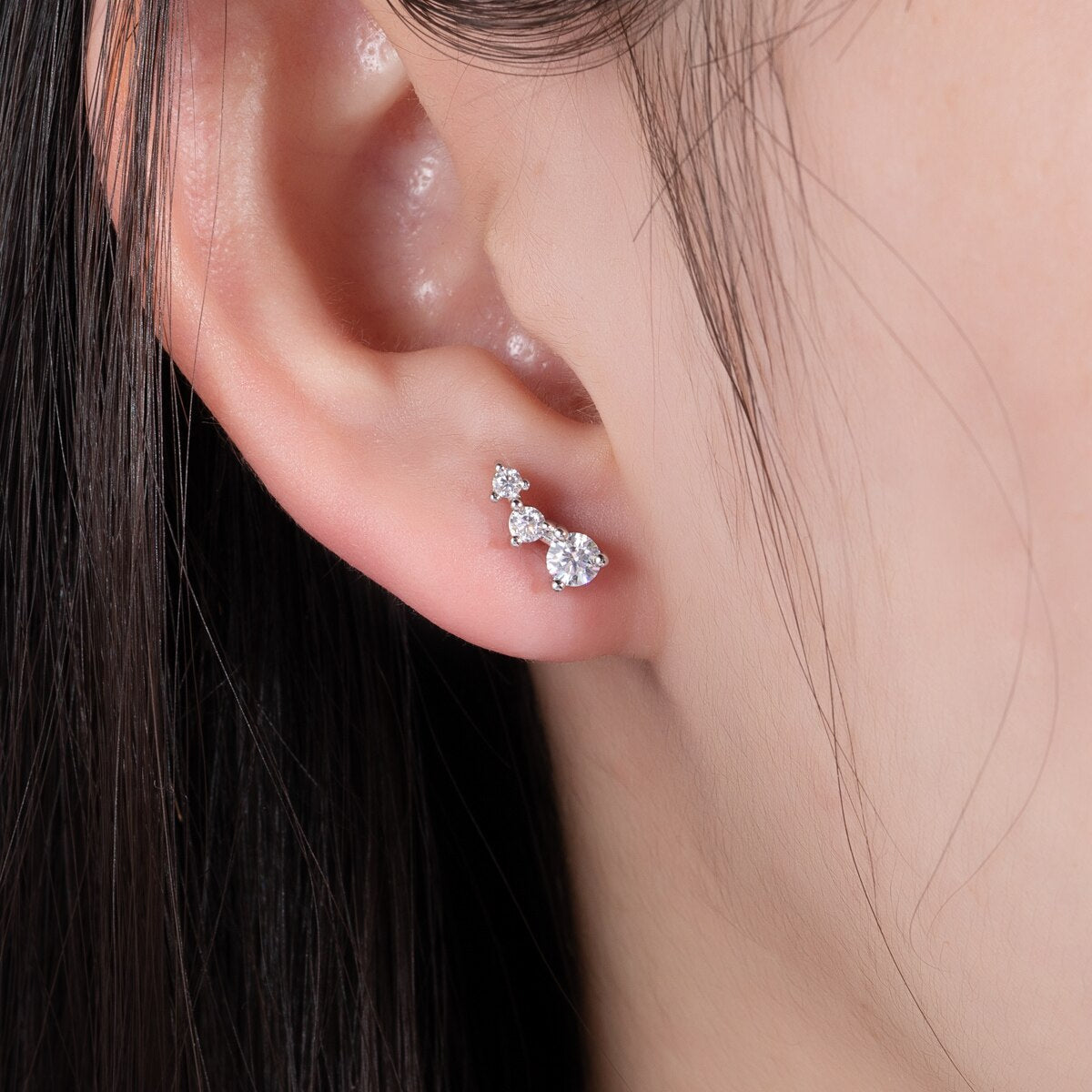 Brinco Trio Moissanite Brincos