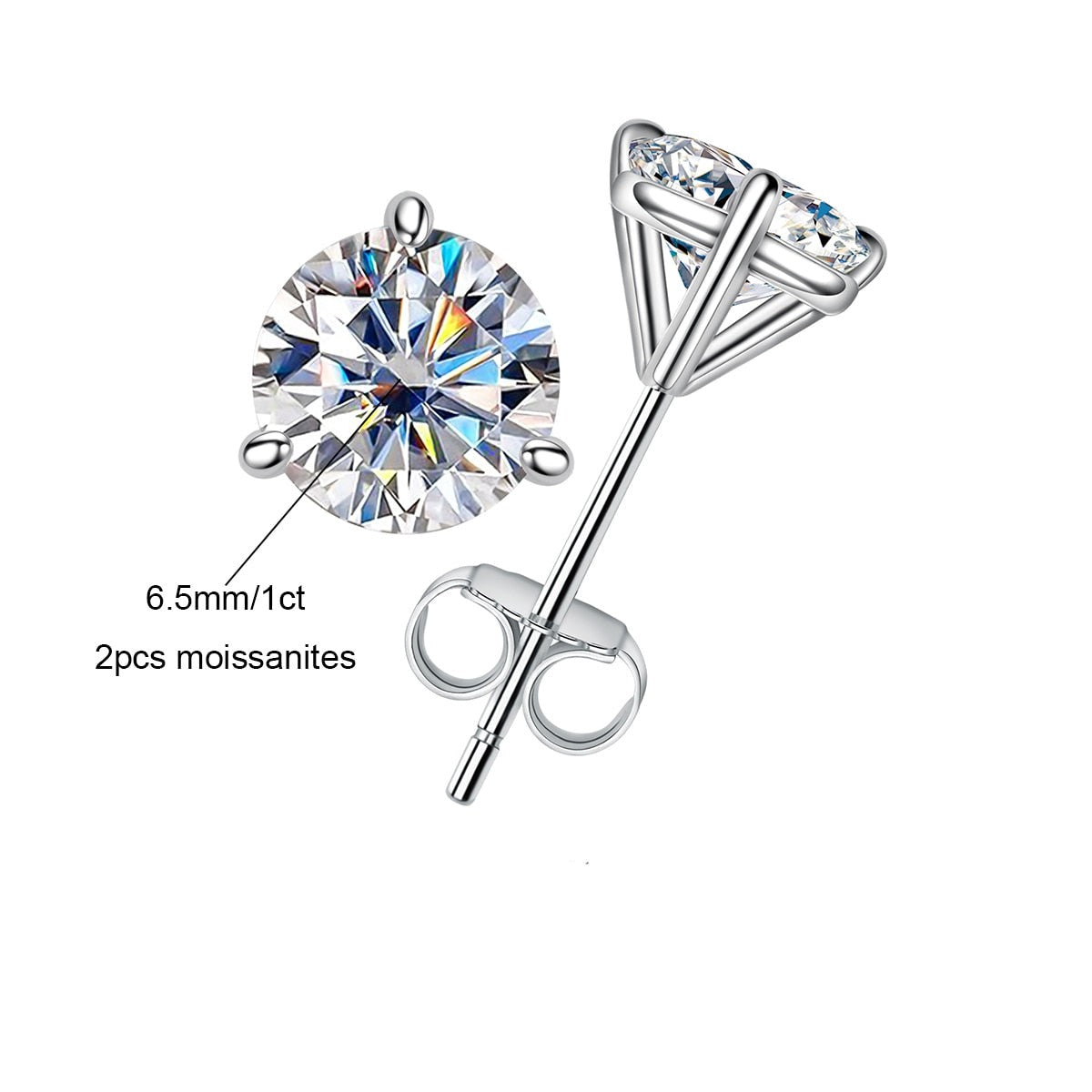 Brinco Solitário 3 Garras Moissanite Moissanite Brincos