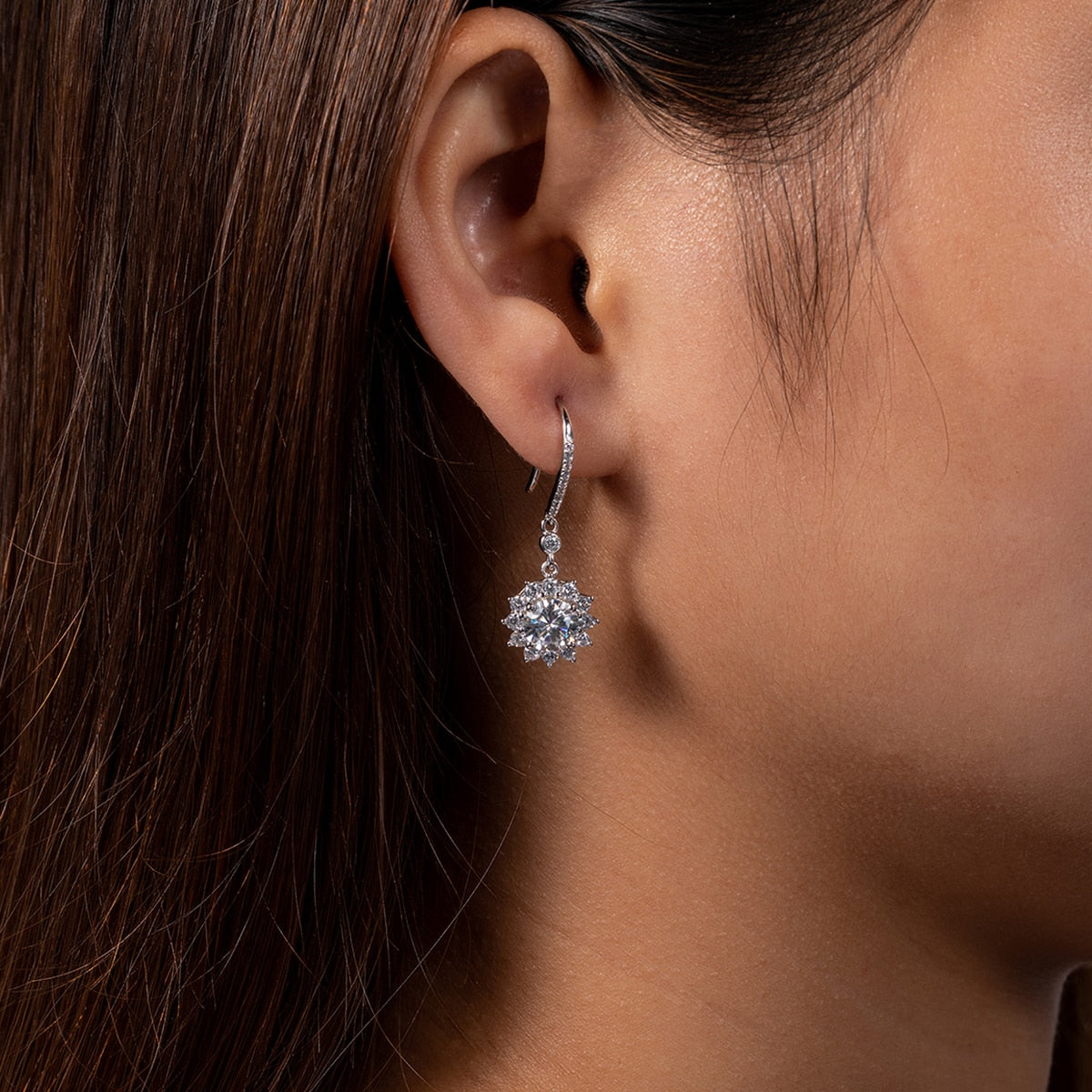 Brinco Gota Girassol Moissanite Moissanite Brincos