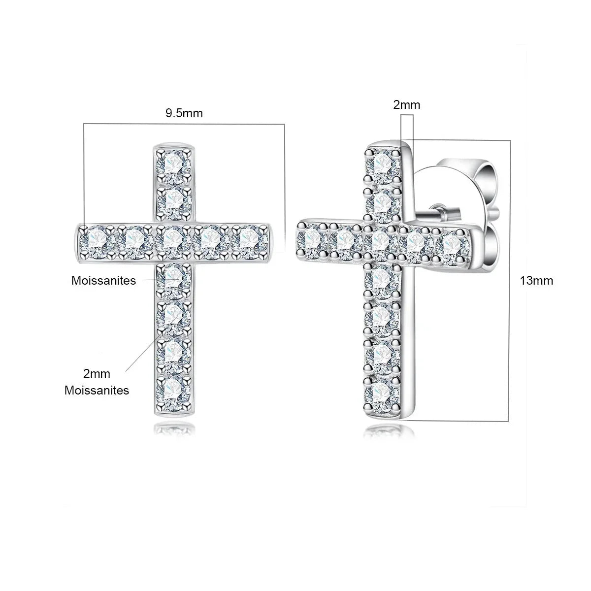 Brinco Cruz Moissanite Moissanite Brincos