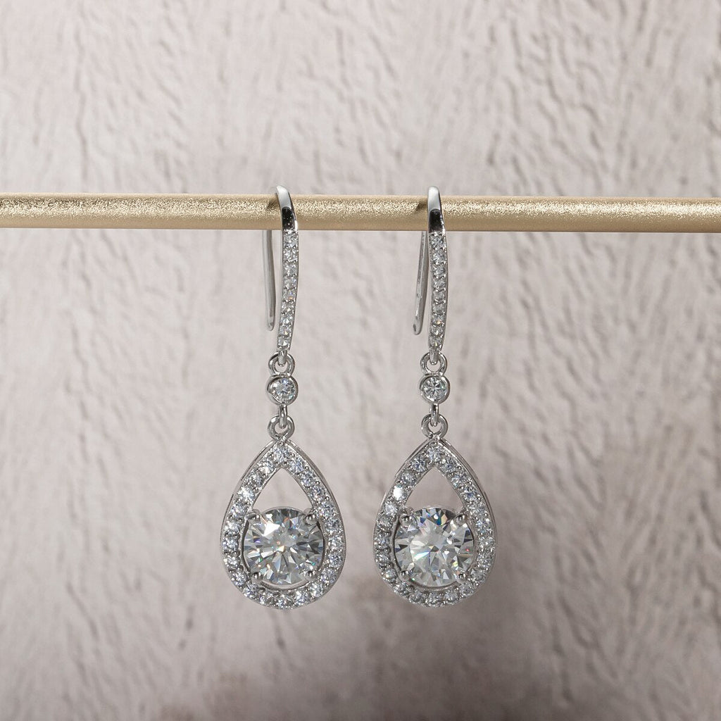 Brinco Gota Pera Moissanite Moissanite Brincos