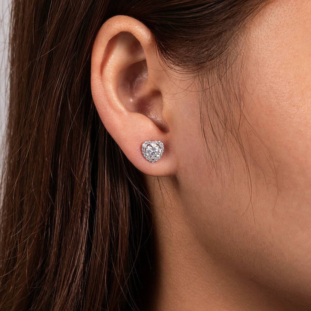 Brinco Coração Moissanite Moissanite Brincos