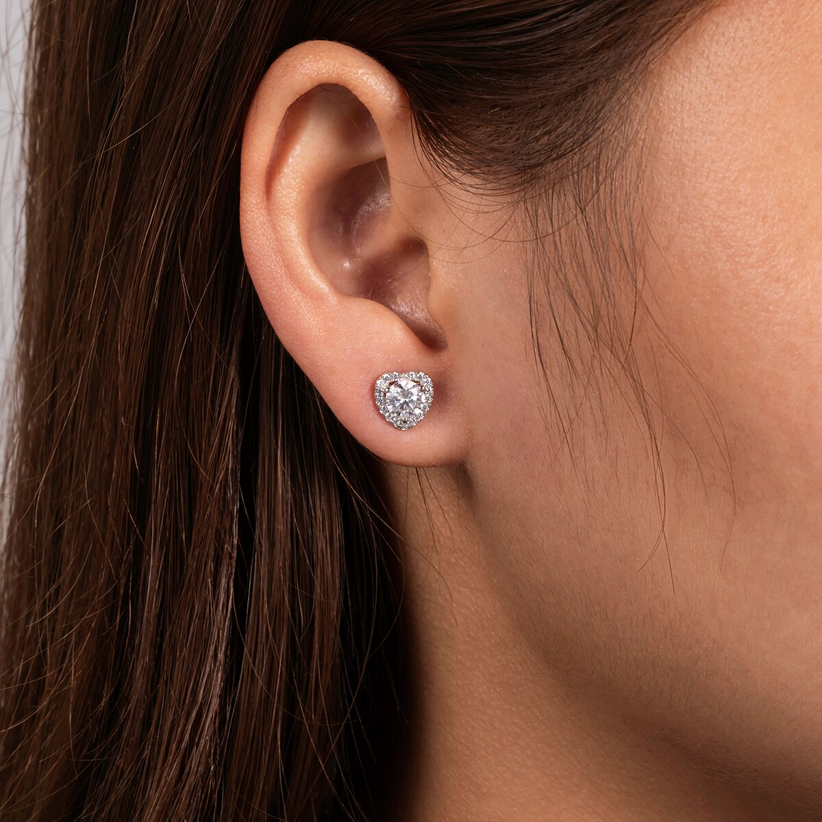 Brinco Coração Moissanite Moissanite Brincos
