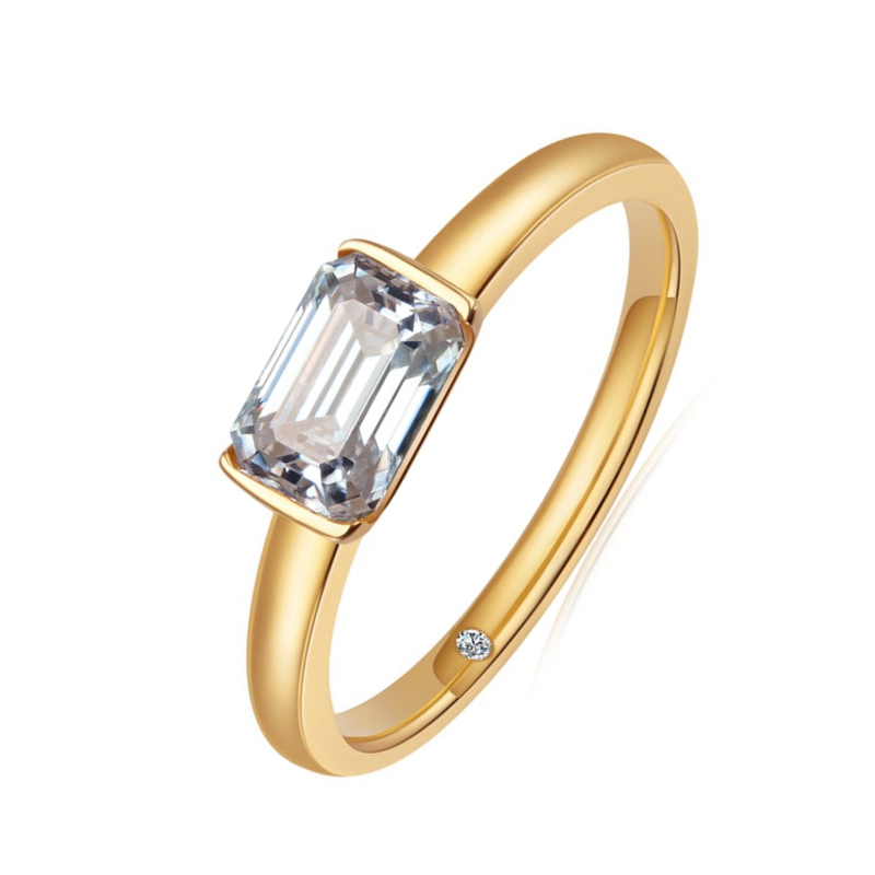 Anel Lauren Esmeralda Moissanite Anel Solitário