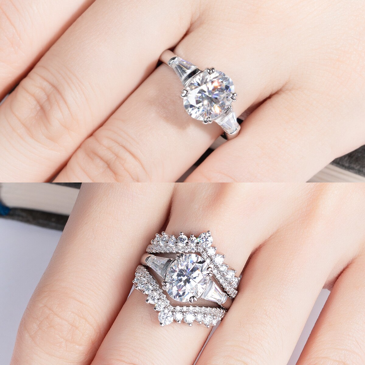 Anel Tríade Oval Moissanite