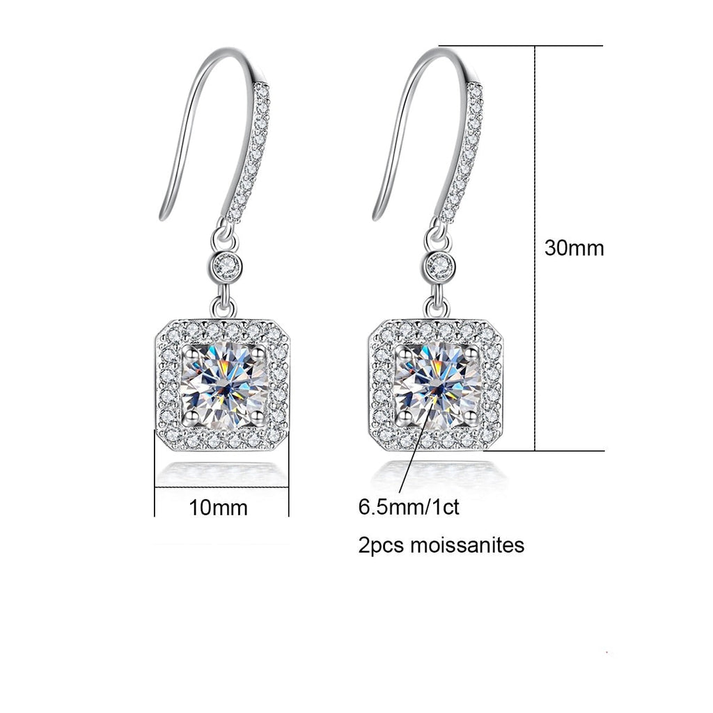 Brinco Gota Quadrado Moissanite Moissanite Brincos