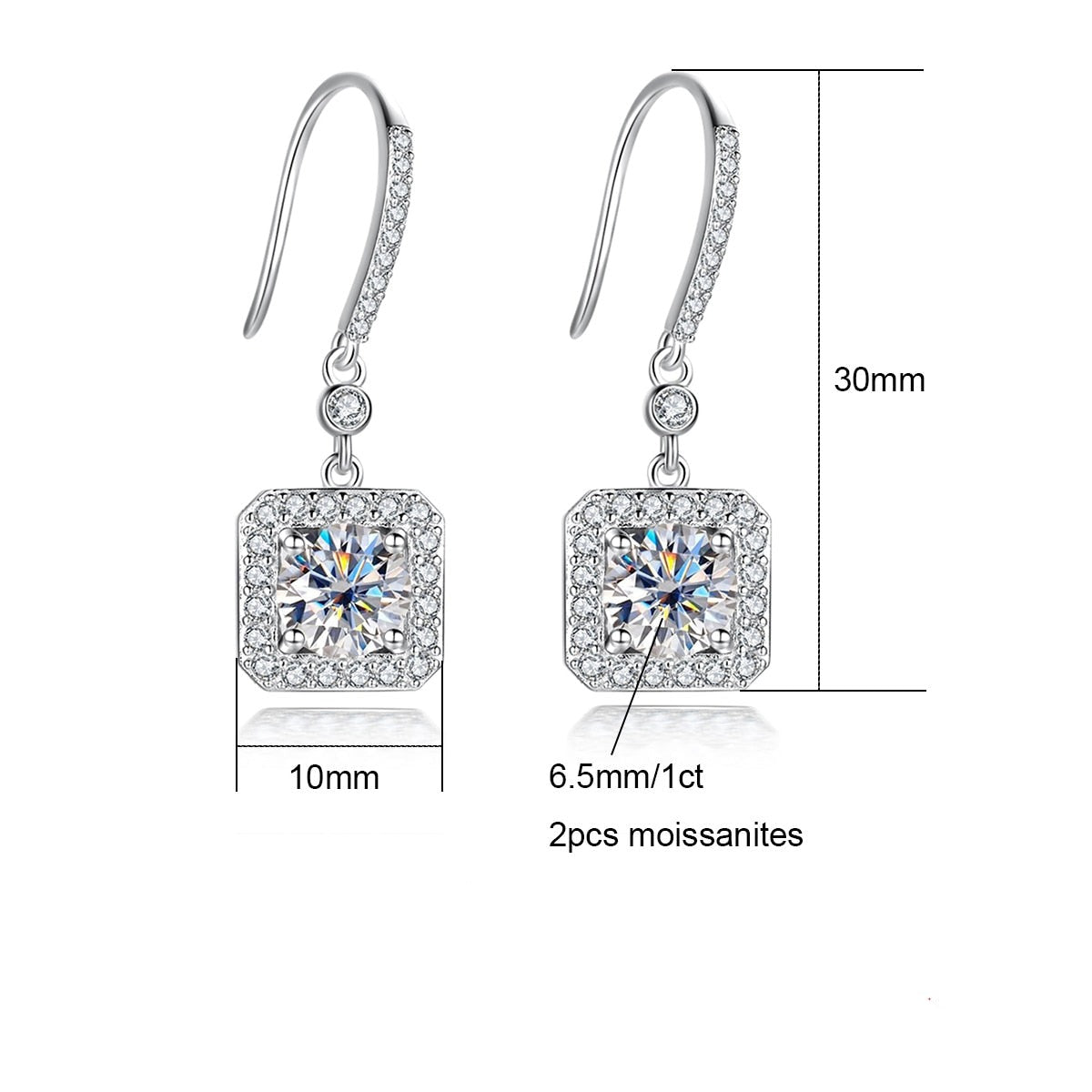 Brinco Gota Quadrado Moissanite Moissanite Brincos