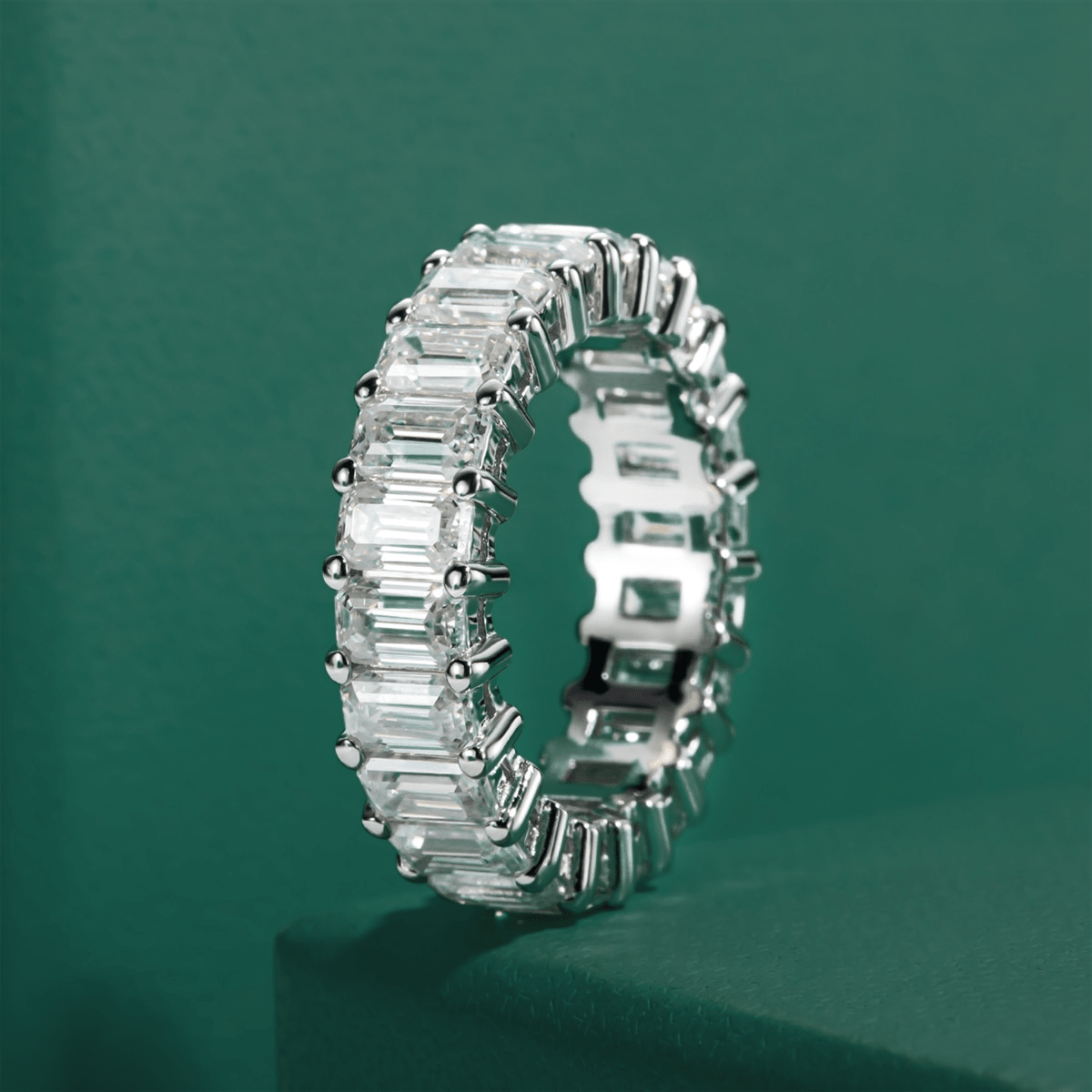 Aliança Esmeralda Moissanite Moissanite - Momi Jewel