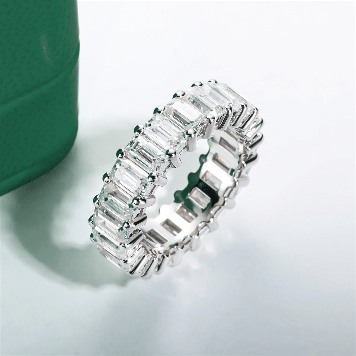 Aliança Esmeralda Moissanite Moissanite - Momi Jewel