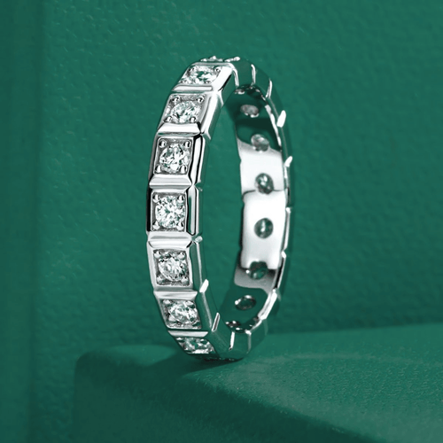 Aliança Quadratella Moissanite Moissanite - Momi Jewel