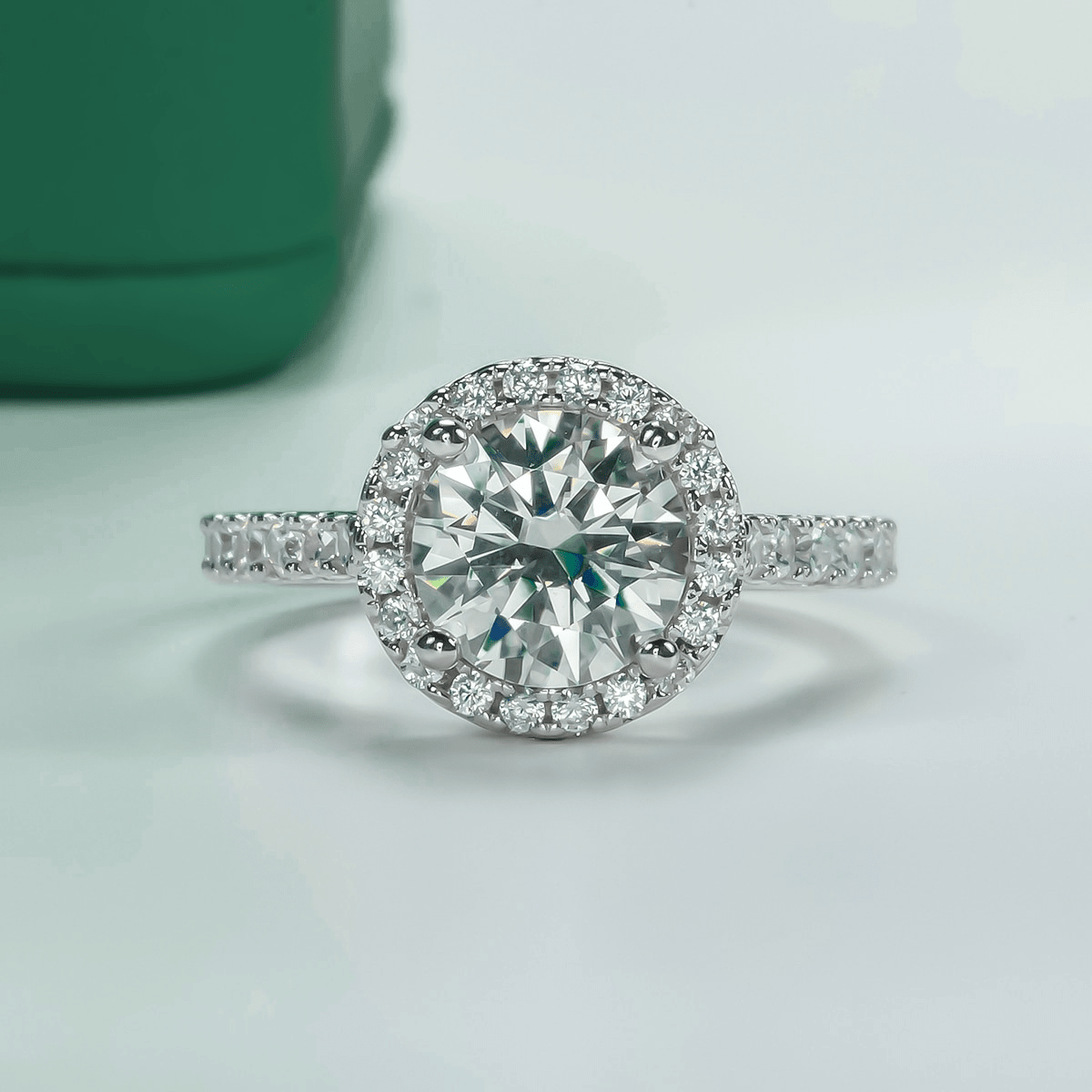 Anel Beatriz Halo Moissanite Moissanite - Momi Jewel