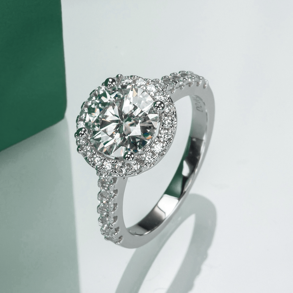Anel Beatriz Halo Moissanite Moissanite - Momi Jewel