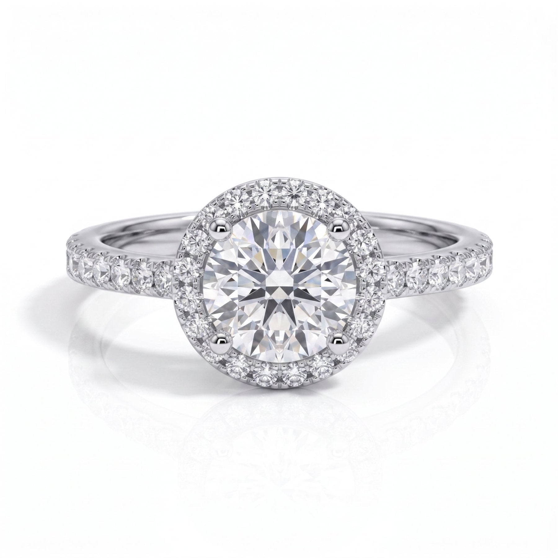 Anel Beatriz Halo Moissanite Moissanite - Momi Jewel