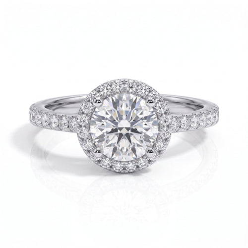 Anel Beatriz Halo Moissanite Moissanite - Momi Jewel