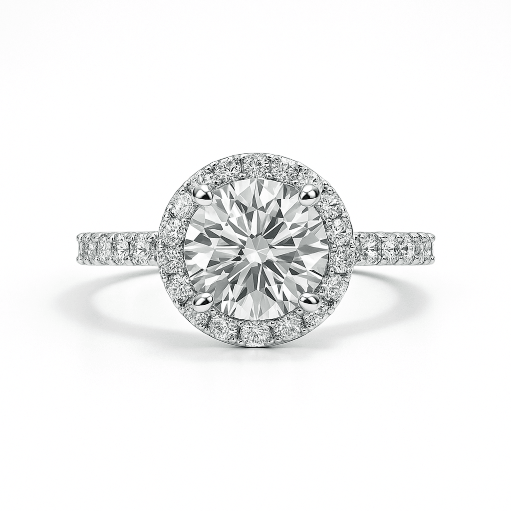 Anel Beatriz Halo Moissanite Moissanite - Momi Jewel