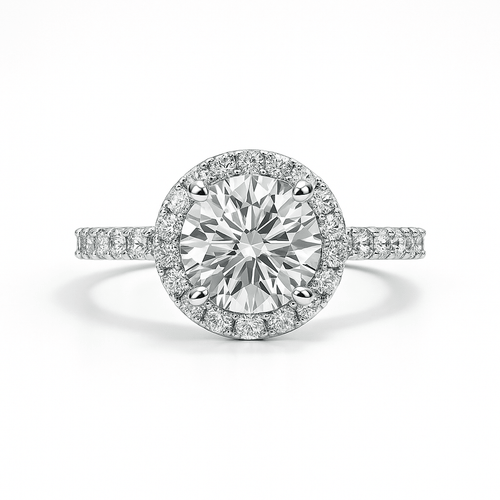 Anel Beatriz Halo Moissanite Moissanite - Momi Jewel