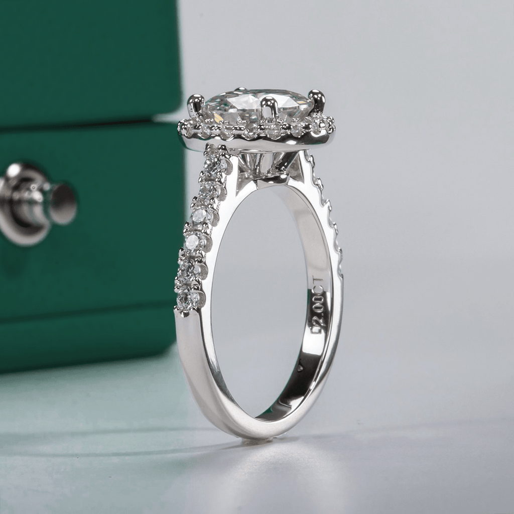 Anel Beatriz Halo Moissanite Moissanite - Momi Jewel