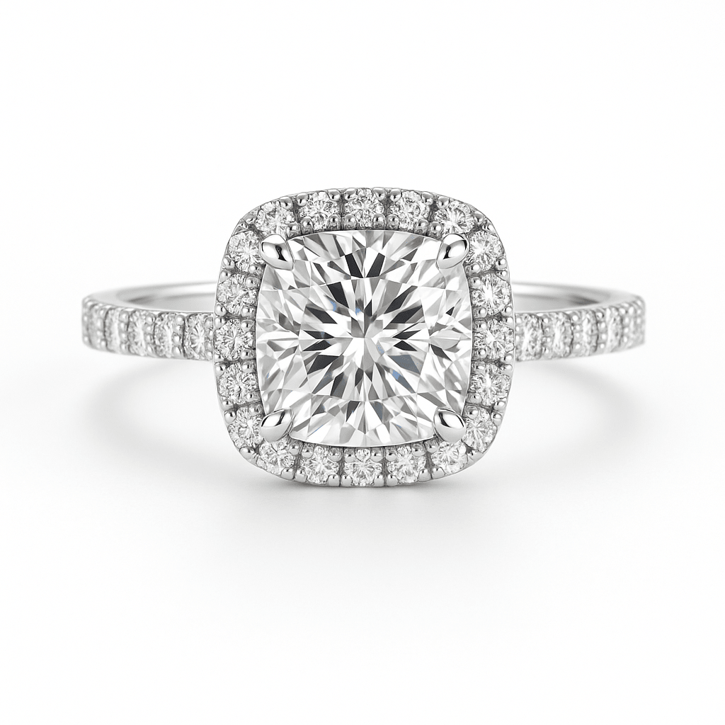 Anel Bianca Halo Moissanite Moissanite - Momi Jewel