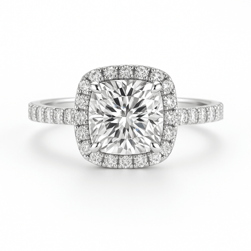 Anel Bianca Halo Moissanite Moissanite - Momi Jewel