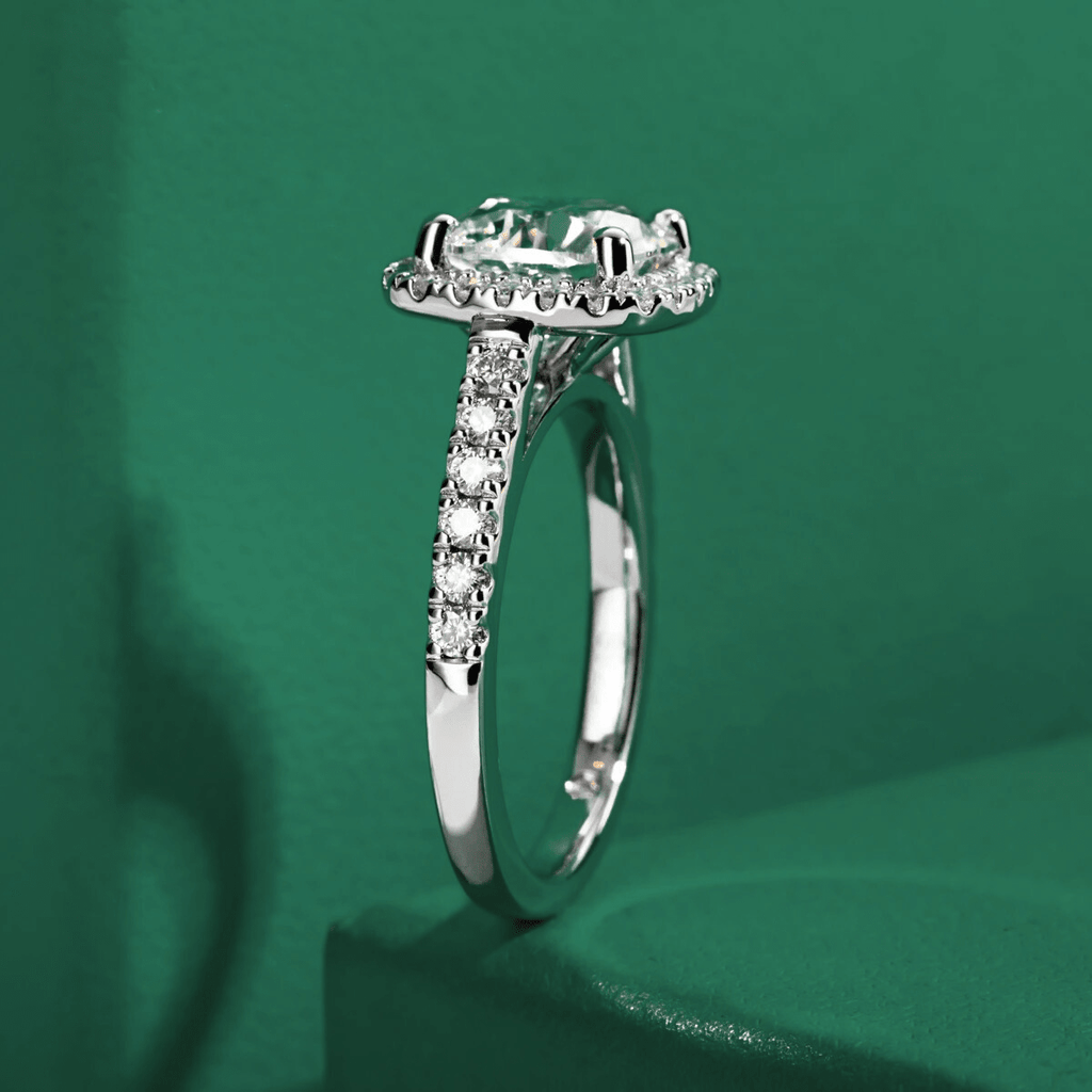 Anel Bianca Halo Moissanite Moissanite - Momi Jewel