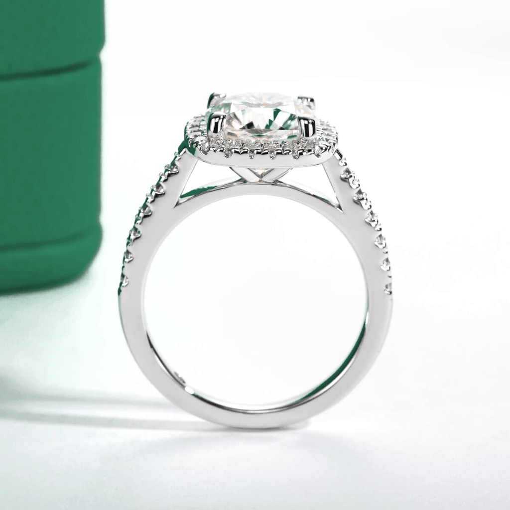 Anel Bianca Halo Moissanite Moissanite - Momi Jewel