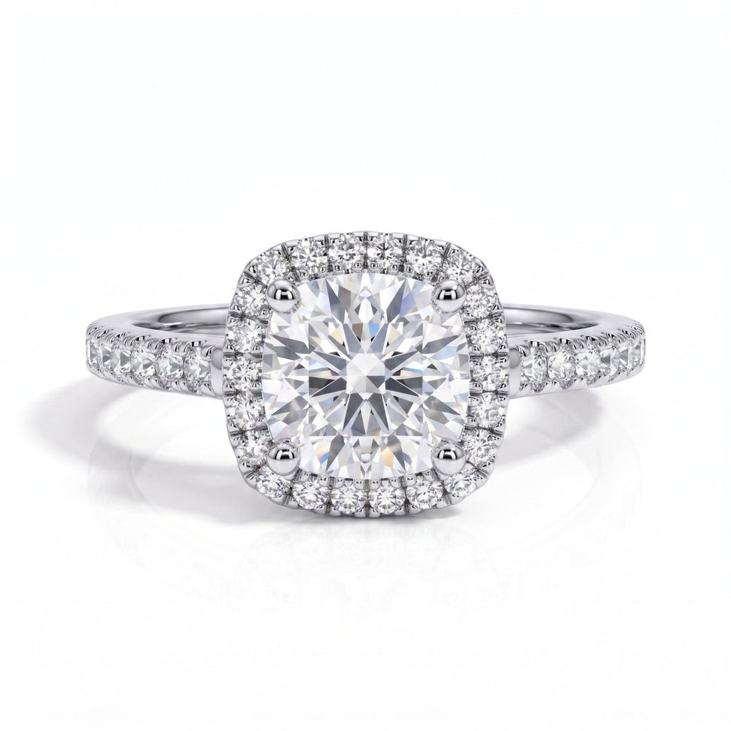 Anel Bianca Halo Moissanite Moissanite - Momi Jewel