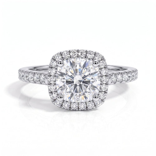 Anel Bianca Halo Moissanite Moissanite - Momi Jewel