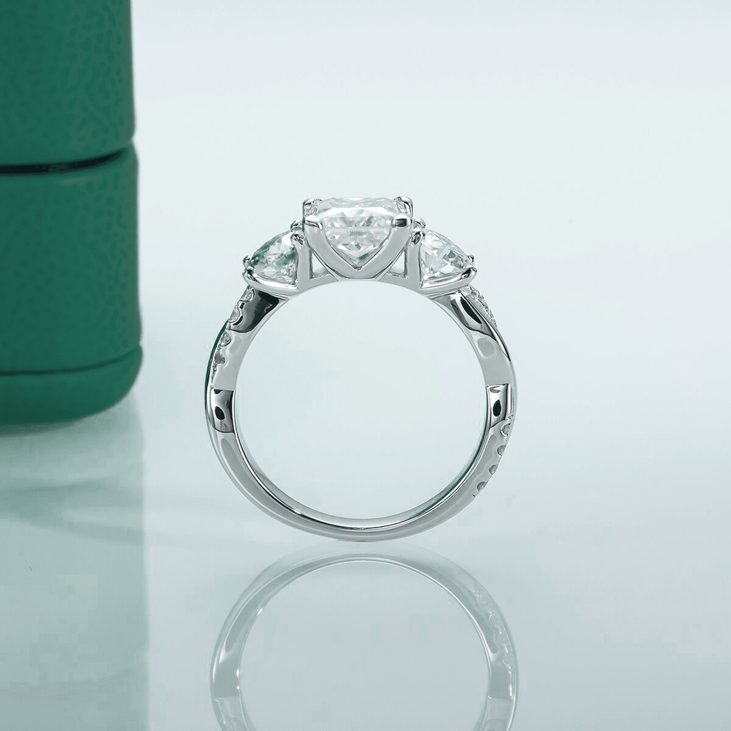 Anel Cross Princess Moissanite Moissanite - Momi Jewel