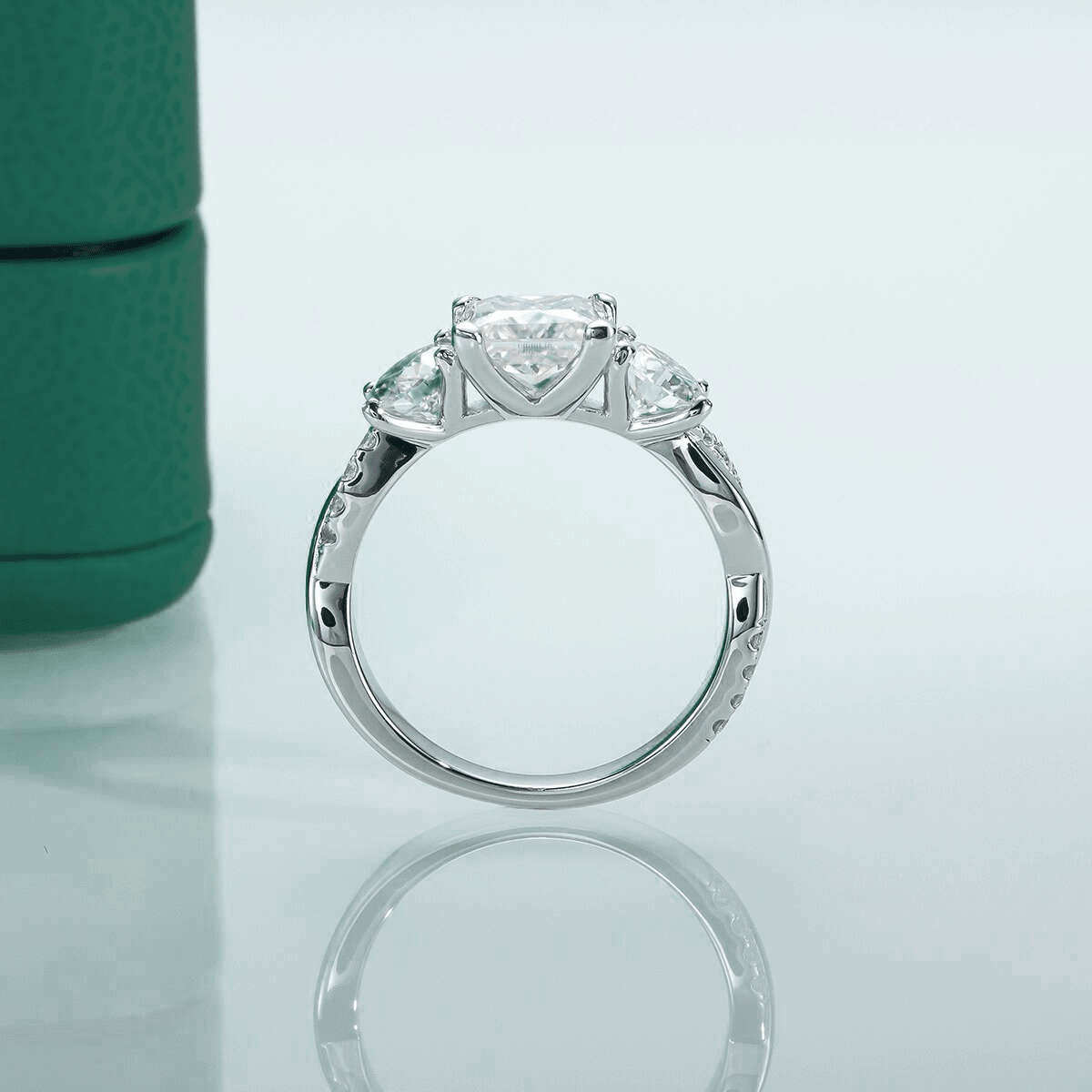 Anel Cross Princess Moissanite Moissanite - Momi Jewel