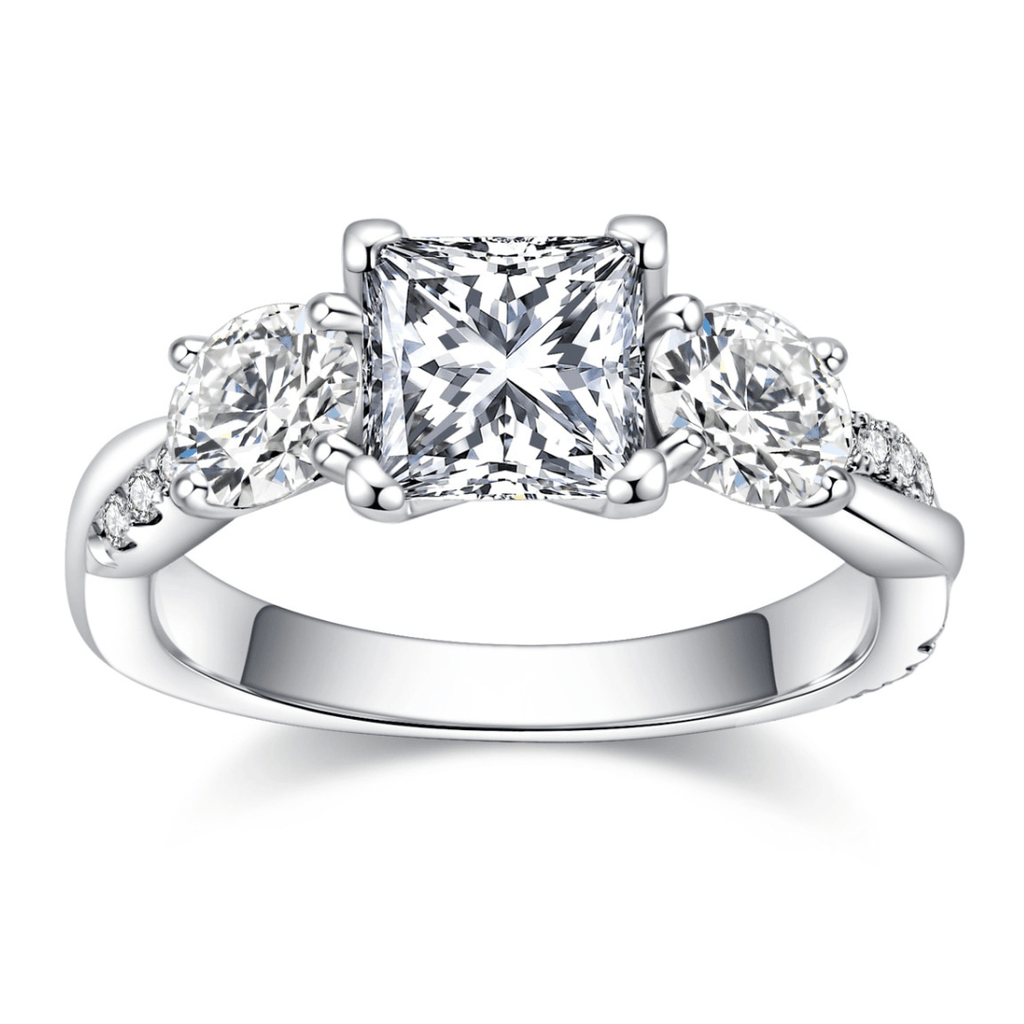 Anel Cross Princess Moissanite Moissanite - Momi Jewel