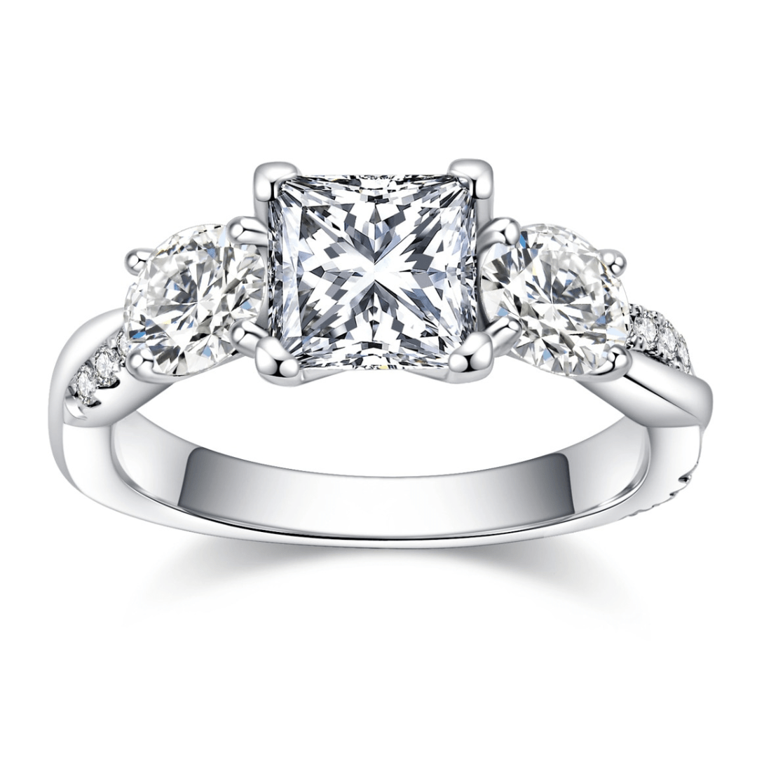 Anel Cross Princess Moissanite Moissanite - Momi Jewel