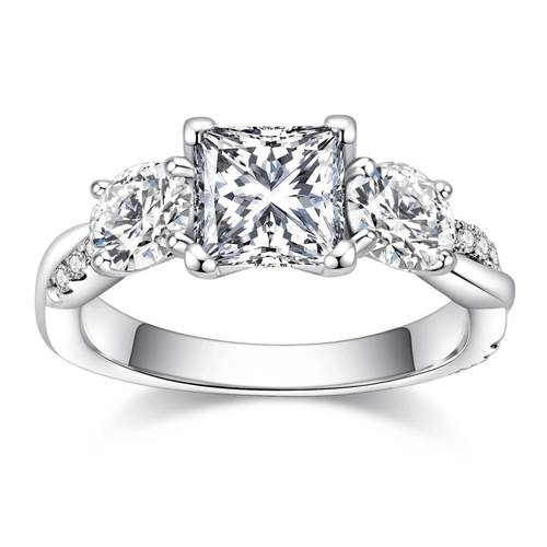 Anel Cross Princess Moissanite Moissanite - Momi Jewel