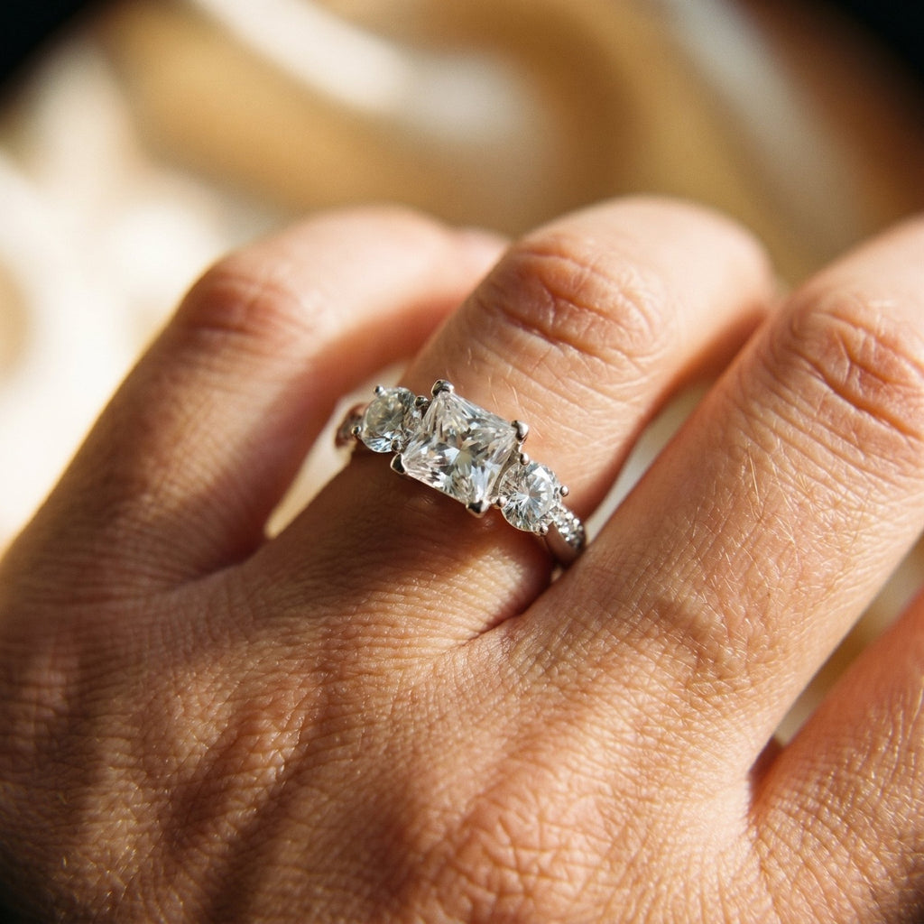Anel Cross Princess Moissanite Moissanite - Momi Jewel
