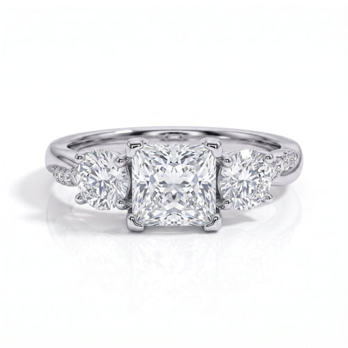 Anel Cross Princess Moissanite Moissanite - Momi Jewel